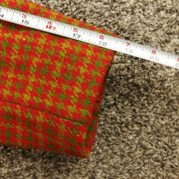 Burberry London Coat Tweed Wool Houndstooth Checked Red Green Long Womens Small - Picture 12 of 14